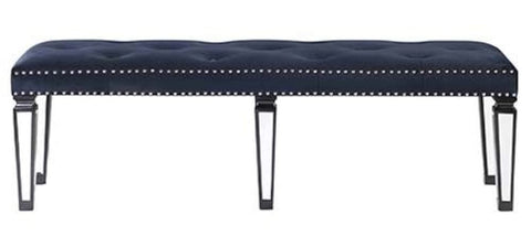 Varian II Black Velvet Tufted Bench with Nailhead Trim by Acme
