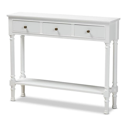 Baxton Studio Calvin White Finished Wood 3-Drawer Entryway Console Table