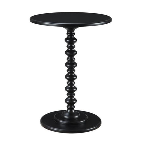 Convenience Concepts Palm Beach Spindle 17.75" Traditional Round End Living Room, Turned Solid Wood Side, Classic Display Pedestal Table, Black