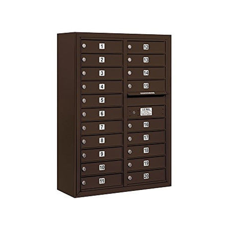 Salsbury Industries 3811D-20ZFP 4C Surface Mounted Horizontal Mailbox, Front Loading, Double Column, 20 Mb1 Doors, Private Access, Bronze