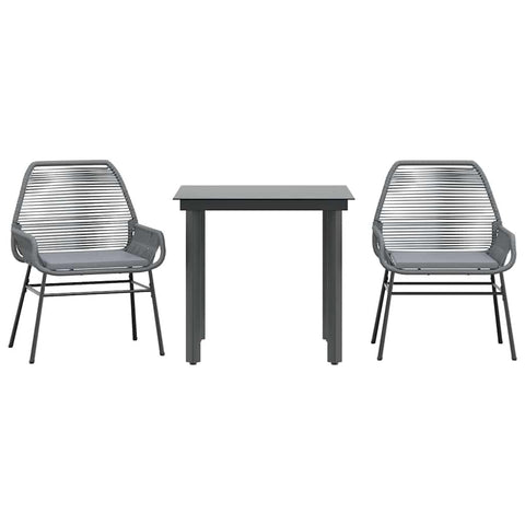 vidaXL 5-piece Patio Dining Set with Cushions - Gray Poly Rattan Square Table and Chairs for Outdoor/Garden use - Tempered Glass Tabletop, Weather-, Washable Covers