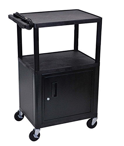 42 in.H AV Cart - 3 Shelves Cabinet Electric - Black