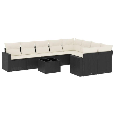 vidaXL Patio Sofa Set with Cushions 10 Piece, Outdoor Conversation Set, Sectional Sofa for Balcony Garden, Patio Furniture, Black Poly Rattan