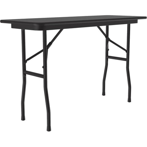 Correll 18" W x 48" D Melamine Top Folding Table in Black Granite