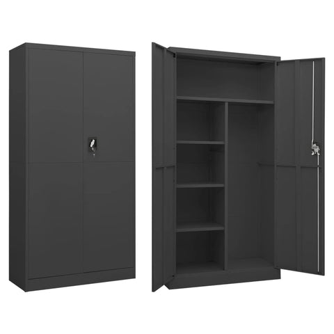 vidaXL Steel Locker Cabinet â€“ Versatile Storage Solution with 4 Shelves, Industrial Design, Durable, Easy to Clean, Anthracite