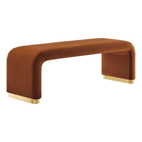 Modway EEI-6734-BRA-RUS Koda Performance Velvet Waterfall Long Bench, Brass Rust