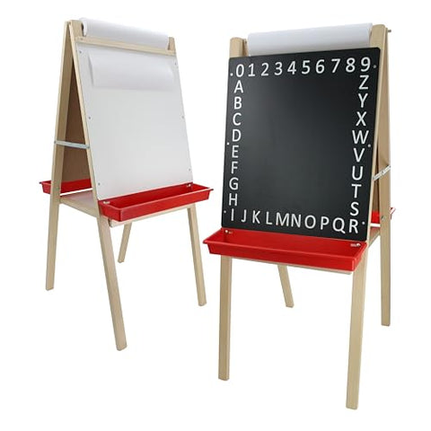 Flipside Products Child Magnetic Dry Erase/Black Alphabet Chalkboard Easel, Wooden Easel, Double-Sided, Children's Art, Drawing