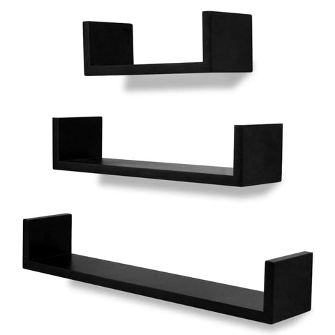vidaXL 6X Wall Shelves Black Display Hanging Storage Bookcase Unit Furniture