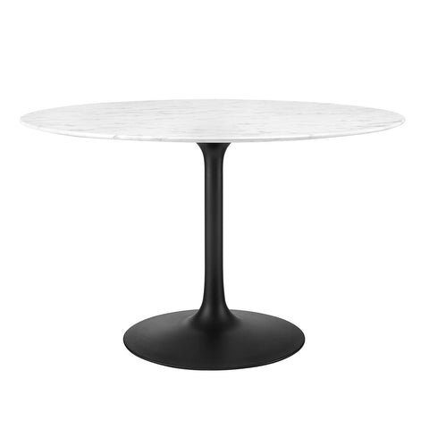 Lippa 47 Round Artificial Marble Dining Table - Black White