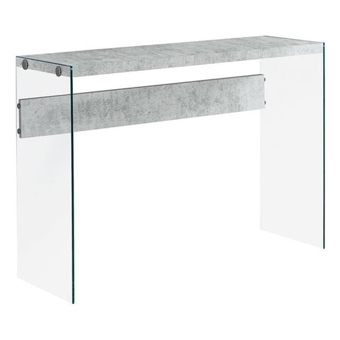 Monarch specialties , Console Sofa Table, Tempered Glass, Grey Cement, 44"L