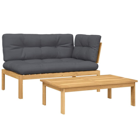 vidaXL 2-Piece Garden Pallet Sofa Set with Solid Acacia Cushions
