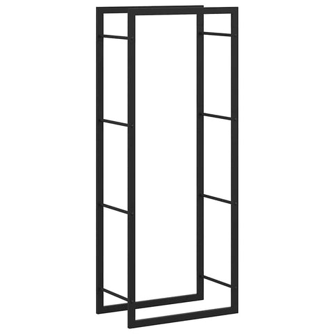 vidaXL sturdy Steel Firewood Rack, large-capacity Matt Black Log Holder, weather- Fireplace Wood Storage, 19.7"x11"x52", Indoor/Outdoor Log stand