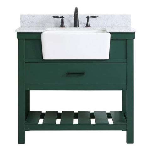 Elegant Decor Clement 36" Wood Single Bathroom Vanity with Backsplash in Green