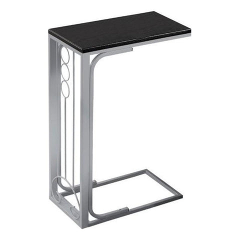 Monarch Specialties 3137, C-Shaped, End, Side, Snack, Living Room, Bedroom, Laminate, Black, Grey, Transitional Accent Table Top/Silver Metal, 9" L x 16" W x 24.5" H