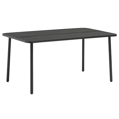 vidaXL Steel Patio Table - Resilient Outdoor Dining Table with Slatted Design in Dark Gray, Large Size (59.1"x35.4"x28.3"), Weather and, Easy to Assemble
