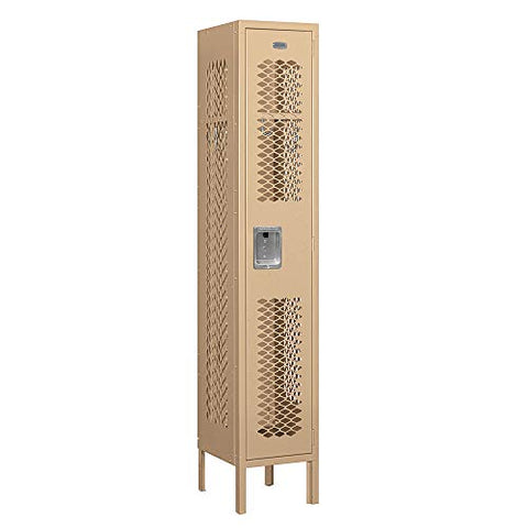 Salsbury Industries 71152TN-A 12" Single Tier Vented, 1 Wide x 5 Feet High x 12 Inches Deep, Assembled Metal Locker, Tan