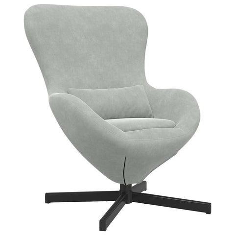 vidaXL Egg Chair Light Grey 24.80 x 28.74 x 35.43 in Velvet, Elegant Egg Chair, Modern Lounge, Comfortable Seating, Versatile Swivel, Soft Touch Indoor Armchair