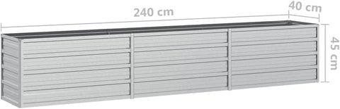 vidaXL Metal Garden Raised Bed - Durable Outdoor Patio Planter in Silver Galvanized Steel - 94.5"x15.7"x17.7" for Balcony, Garden, and Yard