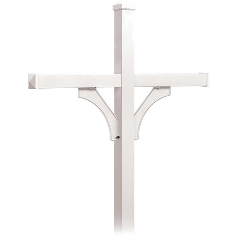 Deluxe Mailbox Post - 2 Sided for (4) Mailboxes - In-Ground Mounted - White