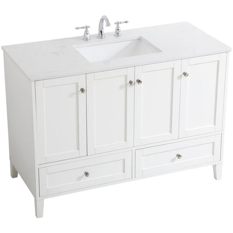 Elegant Decor Sommerville 48" Single Quartz Top Bathroom Vanity in White