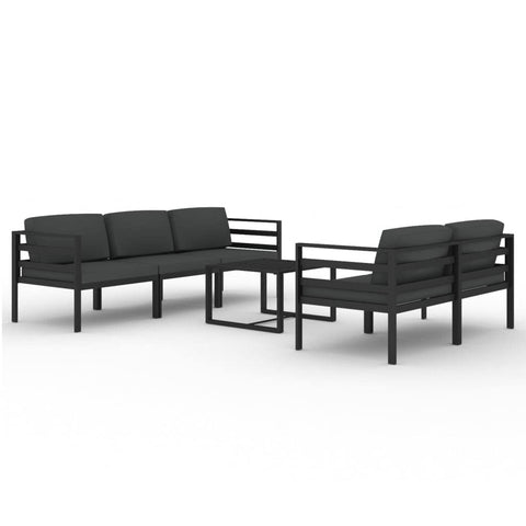 vidaXL Patio Lounge Set 6 Piece, Patio Furniture Set for Outdoor Garden, Sectional Sofa with Cushions, Corner Sofa, Aluminum Anthracite