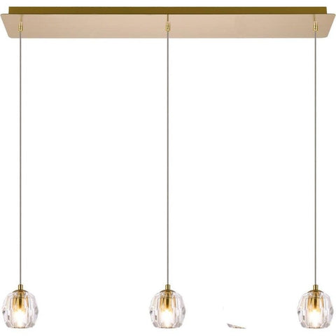 Elegant Lighting Luxurious Eren Adjustable Hanging 3 Lights Pendant for Living Room, Kitchen, Bedroom & Hallway, Gold
