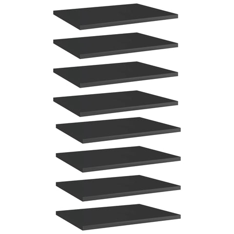 vidaXL Black High Gloss Bookshelf Boards Set of 8, Engineered Wood, Simple Design, Easy Clean, 15.7"x11.8"x0.6" Suitable for Home & Office