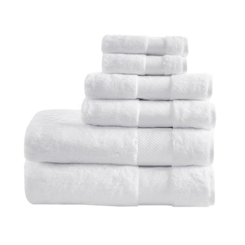 Oakestry Cotton Bath Towels Set of 6, Soft Absorbent Towels Quick Dry Towels Bathroom Essentials,2 Bath Towels 2 Hand Towels 2 wash Towels, White