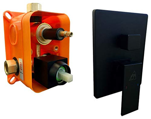 3-Way Rough-In Valve With Cover Plate, Handle and Diverter - Matte Black Finish