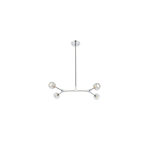 Elegant Lighting Zayne 4-Light Modern Crystal/Iron Pendant in Chrome