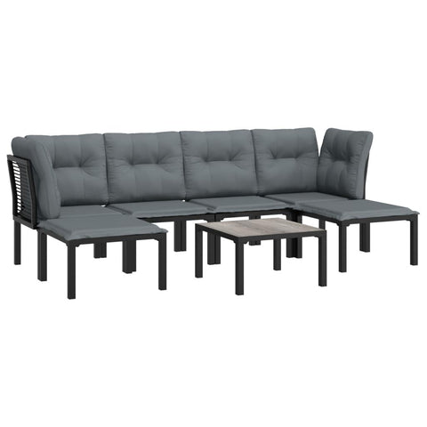 vidaXL 7-Piece Patio Lounge Set - Weather-Resistant Poly Rattan with Powder-Coated Steel Frame - Includes Corner Chairs, Single Chairs and Footstools - Suitable for Garden, Patio, and Outdoor Spaces