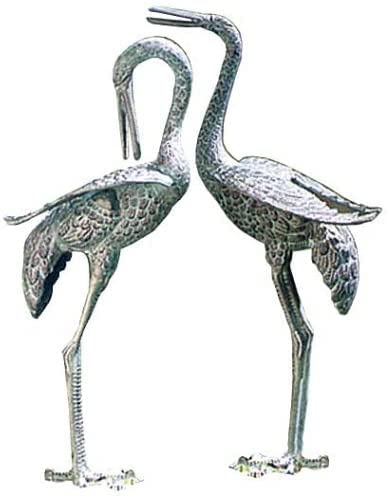 Oakestry PC01 Preening Pair Crane Animal Bird Statue Garden Accent