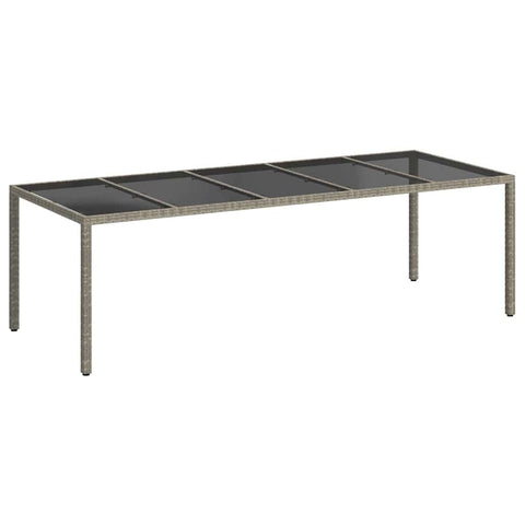 vidaXL Garden Table Grey 98.43 x 39.37 x 29.53 in Poly Rattan, Garden and Terrace, Modern Outdoor Furniture, Poly Rattan Surface, Spacious Dining Table, Functional Design for Gatherings