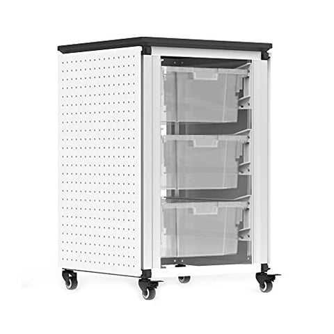 Modular Classroom Storage Cabinet - Single module with 3 large bins - Black