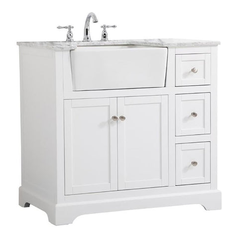 Elegant Decor Franklin 36" Aluminum MDF Single Bathroom Vanity in White