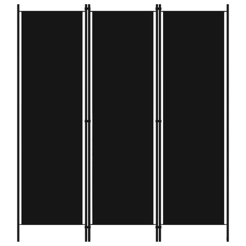 vidaXL 3-Panel Room Divider in Black, Freestanding Partition with Polyester Fabric Screens, Modern Industrial Design, Easy to Store, for Privacy or Decoration, Note: Partial Light Blocking Properties
