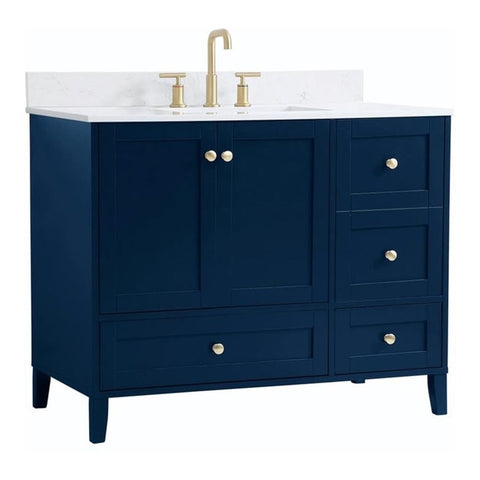 Elegant Decor Sommerville 42" MDF Single Bathroom Vanity with Backsplash in Blue