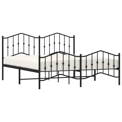 vidaXL Califonia King Metal Bed Frame with Headboard and Footboard, Under Bed Storage Space, Sturdy Steel Construction and Easy Assembly, Minimalist Style, Black, 12'' High, Without Mattress