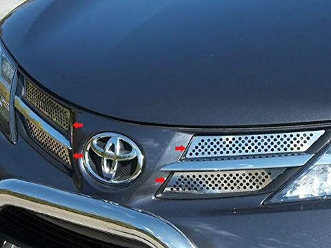 QAA is Compatible with 2013-2015 Toyota Rav4 4 Piece Stainless Front Grille Accent Trim, Insert Package SG13180