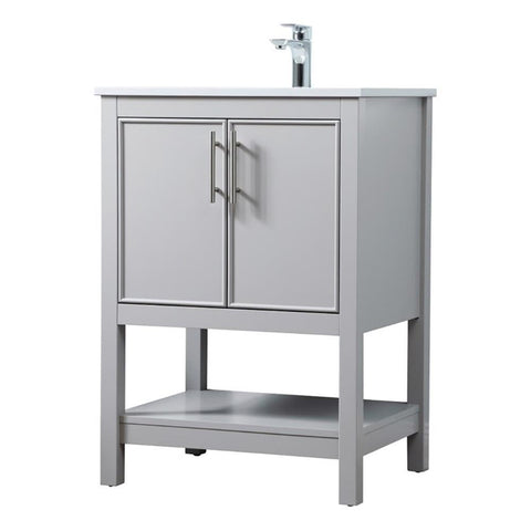 Elegant Kitchen and Bath Everett 24" Solid Wood Single Bathroom Vanity in Gray
