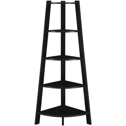Convenience Concepts Newport 5 Tier Wide Corner Bookcase, Black