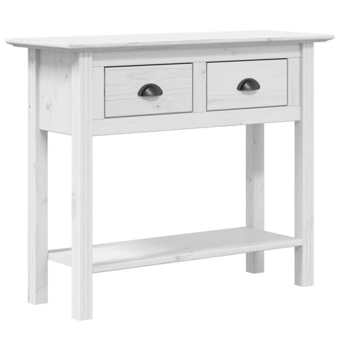 vidaXL BODO French Style Solid Pine Wood Console Table in White with Drawers and Shelves, Stable and Durable, Perfect for Hallway Display and Storage, 35.8"x13.8"x29.1"