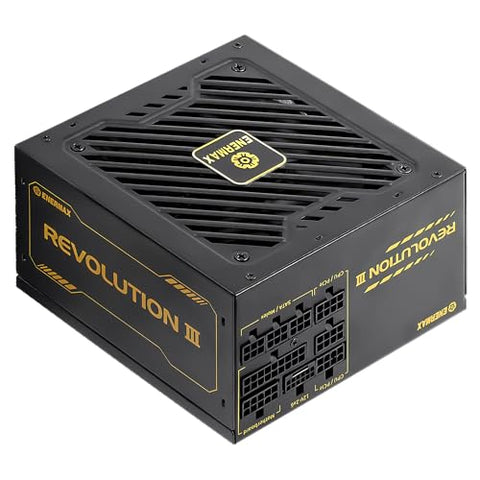 ENERMAX Revolution III 1000 - Fully Modular PC Power Supply - 1000 Watts - 80 Plus Gold - 600W 12V-2x6 Connector - 100% Japanese Capacitors - Sleeved Cables - 10 Year Warranty