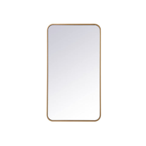 Elegant Decor Evermore 20x36 Soft Corner Metal Rectangular Mirror in Brass