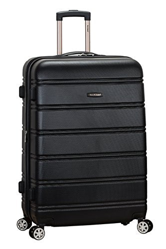Rockland Melbourne Hardside Expandable Luggage with Spinner Wheels, Black, Checked Large 28"