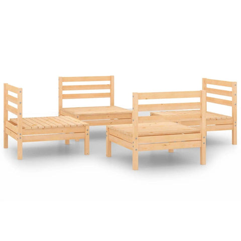 vidaXL Outdoor Solid Pinewood Lounge Set - Brown, Retro Style, 4 Piece, Sturdy Construction, Ideal for Garden and Patio, Modular Design, Easy Assembly & Maintenance