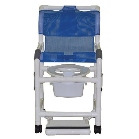 MJM International 118-3TW-DDA-SF-SQ-PAIL Standard Shower Chair with Drop Arms Slide Out Footrest and Commode Pail 300 oz Capacity 40.5 Height x 22 Width x 25.25 Depth Royal Blue/Forest Green/Mauve