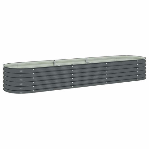 vidaXL Garden Raised Bed Galvanised Steel, Oval Garden Planter for Flowers and Planters, Bottomless Raised Flower Bed, Weather-Resistant, Grey,126"x31.5"x17.3"