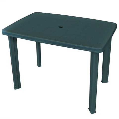vidaXL Green Patio Table - 39.8 x 26.8 x 28.3 in - Weather- Plastic for Outdoor Dining- with Umbrella Hole, Lightweight and Easy to Clean