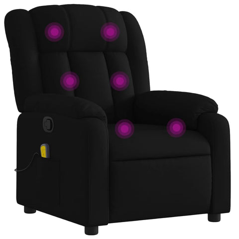 vidaXL Black Fabric Massage Recliner Chair - Manual Reclining Armchair with Vibration, Comfortable Seating for Elderly, Living Room Stability